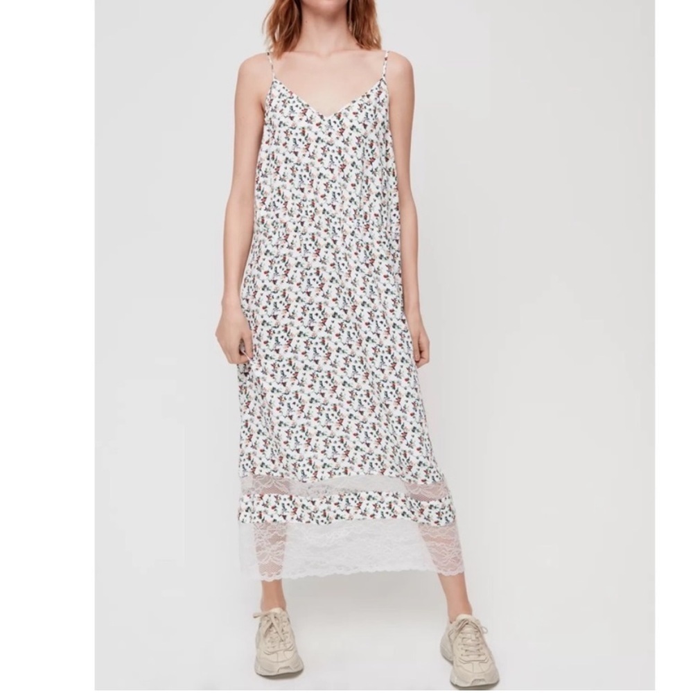 NWOT Aritzia Little Moon Aurora Floral Lace-Trim Slip Dress